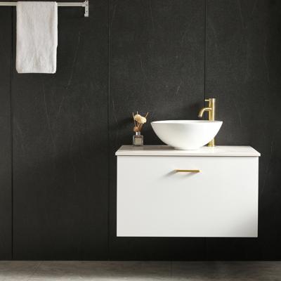 China Modern Design Environmentally Friendly Wall Mounted PVC Bathroom Vanity Small Floating Wash Basin Cabinet for sale