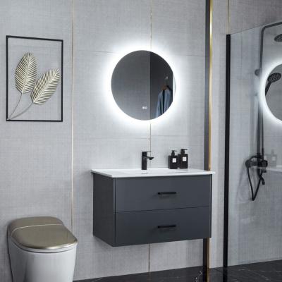 China Environmental Friendly Waterproof Black And White Bathroom Vanity Wall Hanging Corner Cabinets With LED Mirror for sale