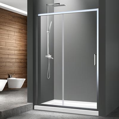 China Slide Smoothly Frameless Aluminum Single Transparent Glass Shower Room Small Enclosed Cabin for sale