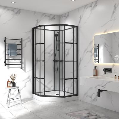 China Smoothly Slide Free Standing High Quality Large Gold Frameless Sliding Shower Enclosure With Tray for sale