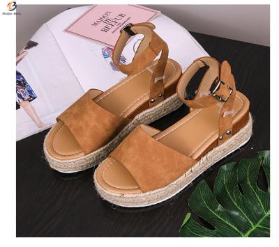 China CUSHIONING Hot Sale Unique Sneakers Women's Jute Ladies Platform Sandals Wedges Sandals for sale