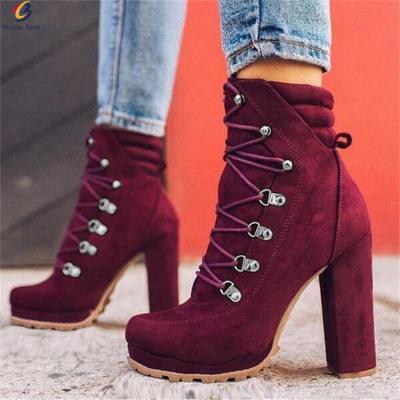 China Wholesale Round Drop Boots For Women High Heel Boots For Ladies Winter Shoes For Latest Women for sale