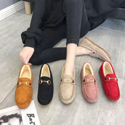 China New Arrival Ladies Round Plush Flats Warm Winter Shoes Women Boat Shoes For Women for sale