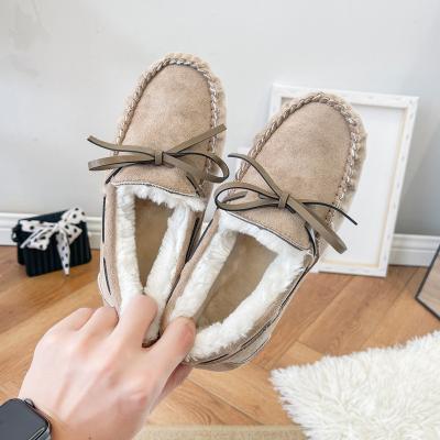 China Around 2022 winter shoes with fur inside plush women shoes ladies flats shoes for sale