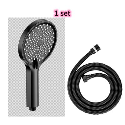 China Without Switch 3 Functions Bathroom Accessories Black High Pressure ABS Hand Held Portable Rainfall Shower Head With Flexible SUS304 Shower Hose for sale