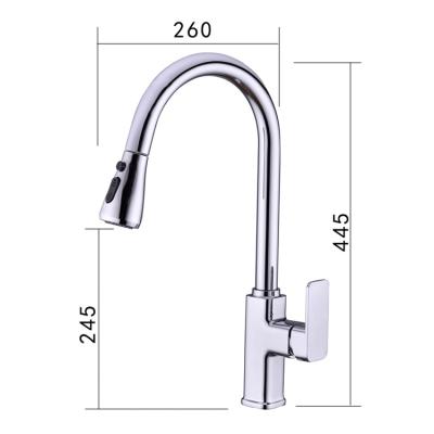 China Rhombic Handle Pull Out Kitchen Faucet Brass Pull Down Spray Control Sink Faucet for sale