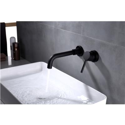 China Contemporary Matte Black Wall Mounted Bathroom Faucet, Single Handle Toilet Sink Basin Faucet Swivel Mixer Tap With Valve for sale