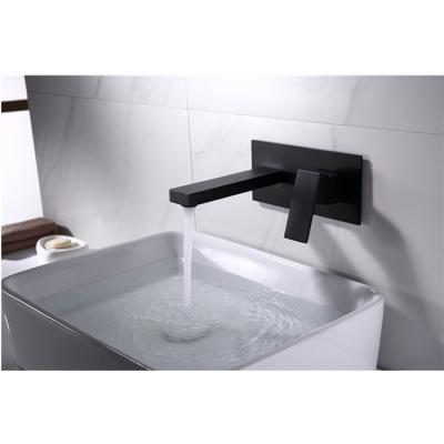 China European Standard Black 5 Start Faucets Single Metered Wall Mount Handle Basin Waterfall Mixer Tap Concealed Bathroom Accessories for sale