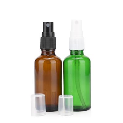 China Personal Care Matte Frosted Amber Green Essential Oil Pump Sprayer Glass Bottle Perfume Bottle With Atomizer for sale