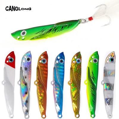 China Canglong New Design Durable Wholesale 10g/15g/20g Vib Fishing Lures Long Casting Iron Flat For Perch Sufficient Mouth for sale