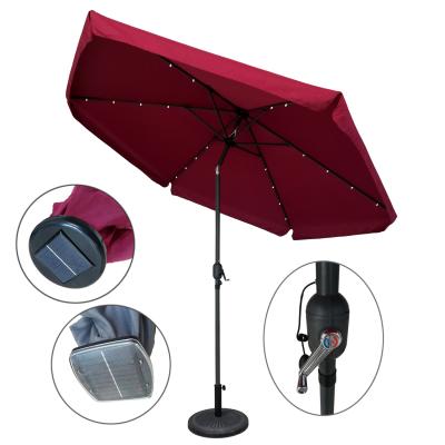 China Wholesale Outdoor 2.7m 3m Garden Leisure Control Lamp Parasol Solar Power Solar Panel Charger Modern Umbrella Light with Tilt and Crank for sale