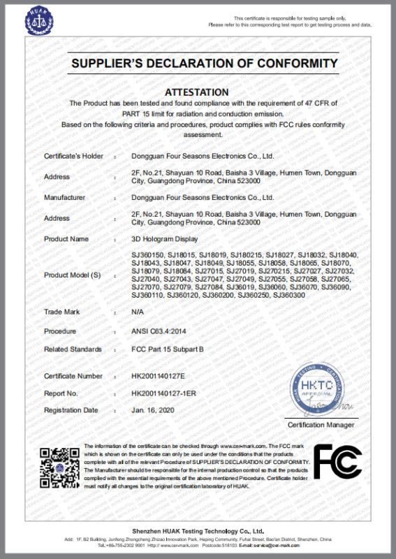 FCC - Dongguan Four Seasons Electronics Co., Ltd.