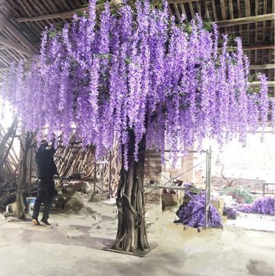 China Realistic Flower Tree Artificial Silk Wisteria Flower Indoor Wedding Tree For Decoration for sale