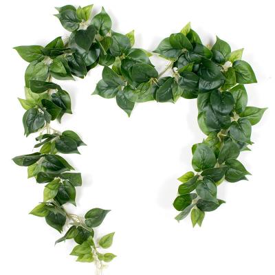 China Factory Price 210cm Outdoor Realistic Green Plastic Leaf Vines Hanging Plants Artificial Ivy For Decoration for sale