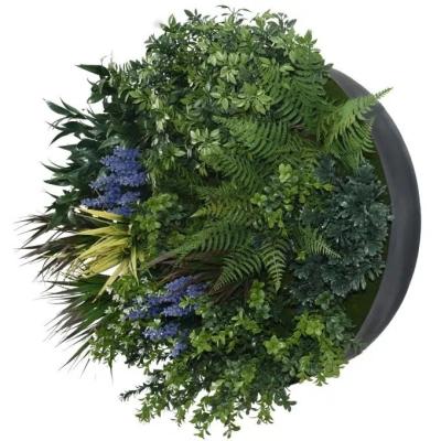 China Eco-friendly Eco-friendly Fake Circular Plant Wall Plant Module Backdrop Artificial Green Grass Wall Disc for sale