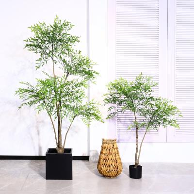 China Realistic Potted Indoor Artificial Nandina Tree Fake Nandina Bonsai Plants for sale