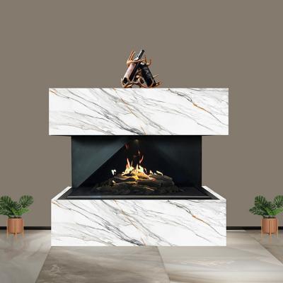 China 3 Sided With Realistic Flames 32 Inch Customized Classic Inserts 3 Sides Decorative Electric Fireplace For Sale for sale