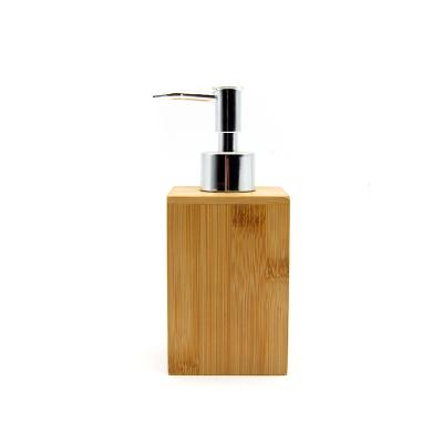 China Bamboo Wood Ceramic Accessories Lotion Dispenser Liquid Holder Bathroom Bottle With Pump for sale