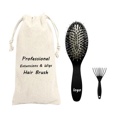 China Cushion Private Label Design Oval Boar Hair Hair Extension Wig Nylon Blended Brush for sale