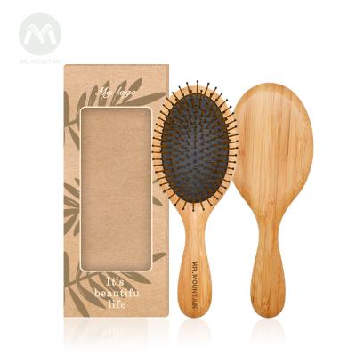 China Bamboo Handle Natural Eco-friendly Bristle Green Air Cushion Detangling Nylon Hair Brush Wholesale Nondisposable for sale