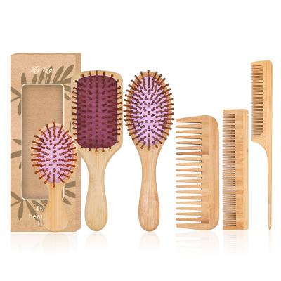 China Nondisposable Wholesale Natural Eco-friendly 6pcs Hair Beauty Care Brush And Comb Set With Custom Logo for sale