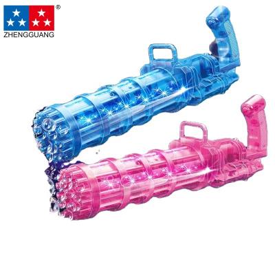 China Plastic Zhengguang 2022 New Outdoor Bubble Machine Automatic Gatling Soap Bubble Gun Toys for sale