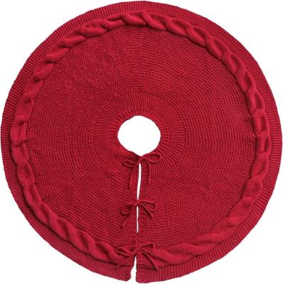 China Factory Direct Knitted Christmas Tree Skirt Home Decor Size 91cm Wine Red Christmas Decoration Small for sale