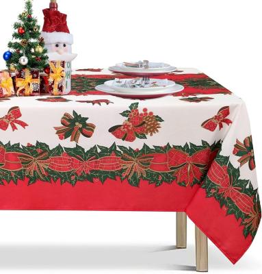 China Wholesale Waterproof Rectangular Round Colored Decorative Christmas Cloth Tablecloths Polyester Tablecloth Dinner Table Cover for sale