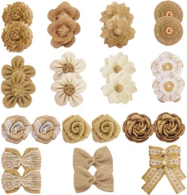 China Party Wholesale Ribbons Pre-tied Nature Burlap Ribbon Bow Christmas Customized Size Natural Burlap Ribbon Bows for sale