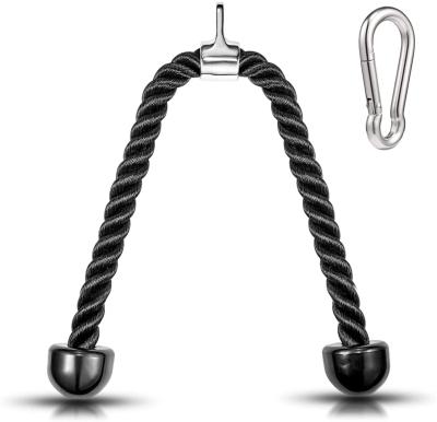 China TPR+Nylon Zorro Custom Heavy Duty Tricep Rope 27 & 36 Inch Pull Down Fitness Cable Tying Machine Coated Nylon Rope With SS Hook for sale