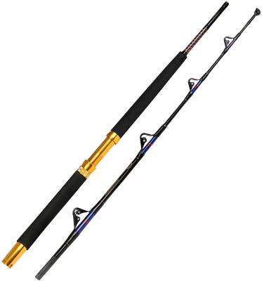 China Carbon Saltwater Fishing Trolling Rod 1 Piece 2 Piece Roller Rod Big Name Conventional Boat Heavy Fishing Pole With Roller Guides for sale