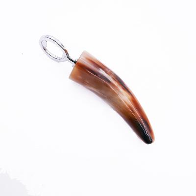 China Viable Unique Natural Bull Horn Handle Zinc Alloy Beer Bottle Opener for sale