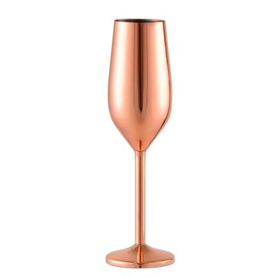 China 220ml copper rose gold tumbler stainless steel champagne flute glass eco-friendly for sale