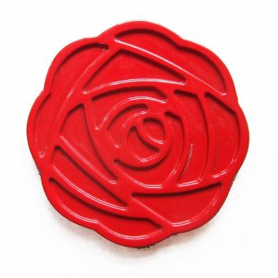 China Viable red flower hollowed out for embossing wooden coasters for sale