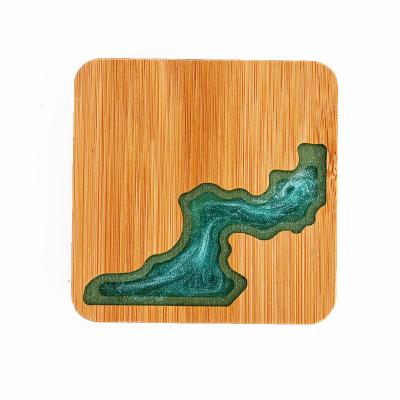 China Sustainable Home Decoration Resin Bamboo Natural Wooden Coasters for sale