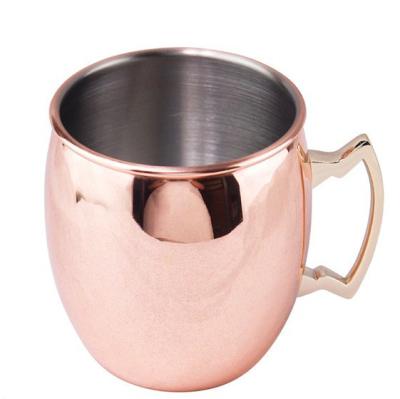 China Sustainable Ready To Ship Rose Gold 500ml 304 Stainless Steel-Copper Moscow Mule Handle Mugs for sale