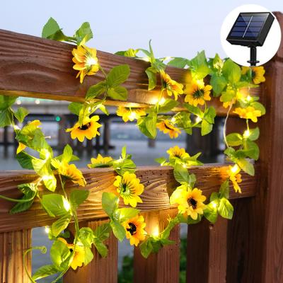 China Sunflower Outdoor Solar Powered Decor Outdoor String Lights, Sunflower Garland with Lights (20LED), 2 Meter Sunflower Vines with Lights f for sale