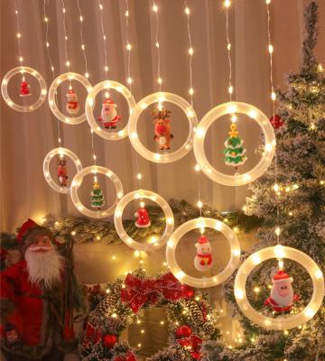 China Christmas Decoration Christmas Curtain String Lights, Christmas Tree Reindeer Ornaments, USB Power Window Lights for Home Indoor Holiday Party for sale