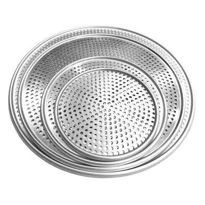 China commercial 10 inch pizza bandeja para hornear punch pizza tray moldes para pizzas silver pan with holes for sale