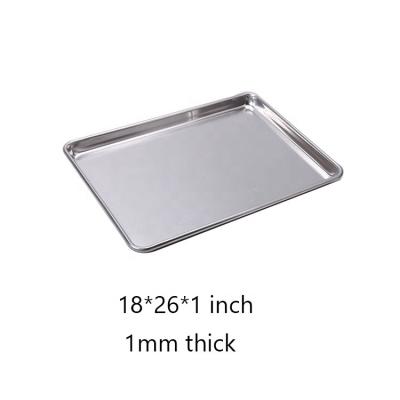 China 26*18 inch 1mm thick rectangle wire-in-the-rim tray aluminum alloy baking traywire-in-the-rim oven tray flat metal baking tray for sale