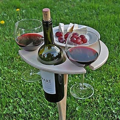 China Modern Portable Outdoor Folding Outdoor Wine Table with Wine Glass Holder Bottle and Glass Rack for sale