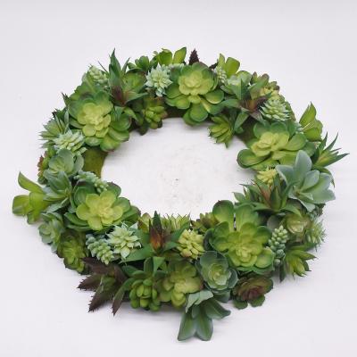 China Modern Hanging Succulent Spring Front Door Wreath Eucalyptus Leaf Wall Decoration Weave Garland Outdoor Wedding for sale