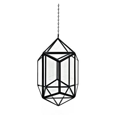 China American Style Crystal Vases Hanging Clear Geometric High Quality Black Glass Mini Greenhouse for Home Decor for sale