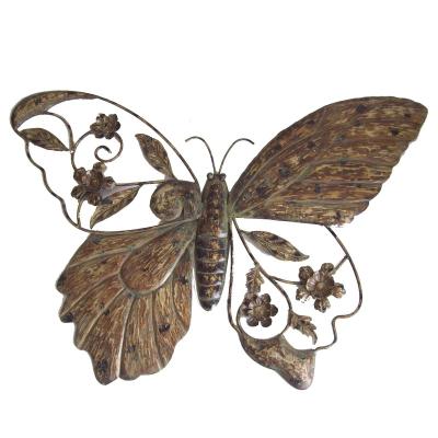 China Europe Vintage Metal Butterfly Antique Hanging Wall Art For Home Decor for sale