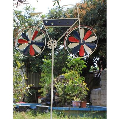 China Durable Garden Bike Windmill Wind Spinner Stakes For Garden for sale