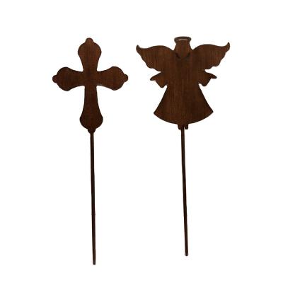 China Vintage Rustic Metal Angel Garden Cruciform Religious Stake for sale