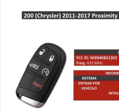 China Replace Car Key ForChrysler 2+1 Buttons Smart Key Shell With Small Key FCC M3N40821302 433MHz for sale