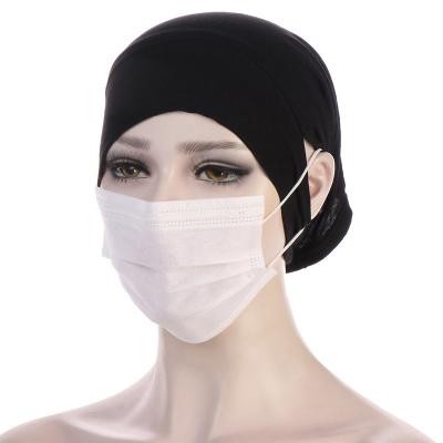 China Malaysia Women Polyester Textured Tank Top Muslim Convenient Easy Wear Inner Hijab Hat For With Ear Hole Tie Head Scarf Hats for sale