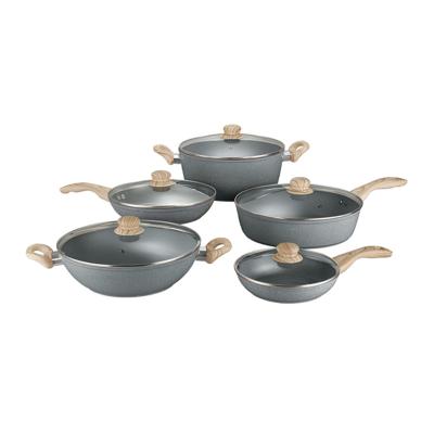 Chine Sustainable Kitchen cooker non stick pot set, inductive bottom pot, bowl, ladle, cooking pot, 10 pieces cookware sets à vendre