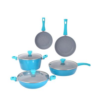 中国 Sustainable Professional kitchen appliance set Non stick double ear flat bottom soup pot Multi stove cooking pot set 販売のため